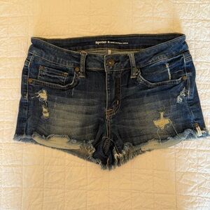 Special A Women's Ripped Denim Shorts - Dark Blue